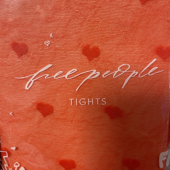 FREE PEOPLE Red Sheer Hearts Tights New With Tags - Picture 3 of 4